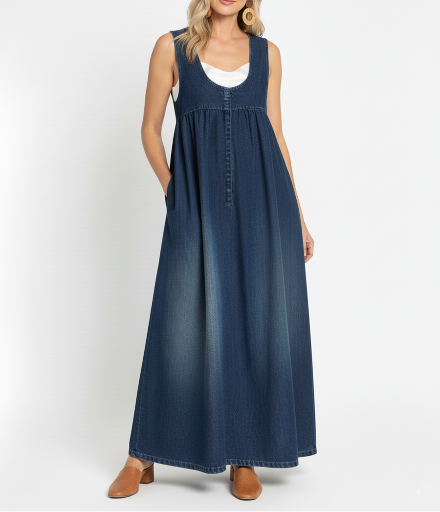 Karen | Vestido Peto Vaquero Largo - imagen 2