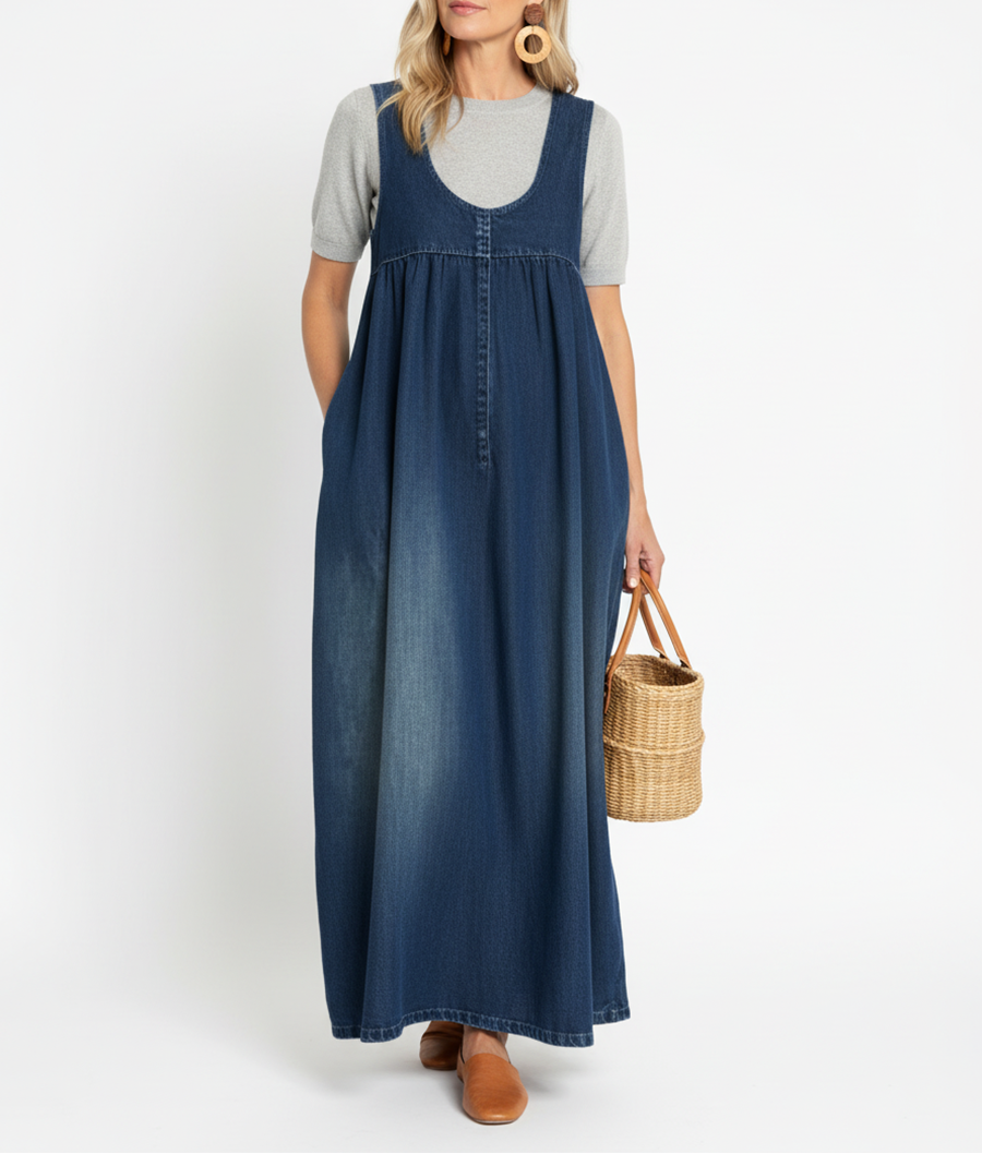 Karen | Vestido Peto Vaquero Largo - imagen 1
