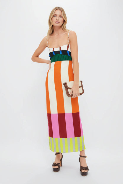 VESTIDO RAYAS GEOMETRICAS MULTICOLOR